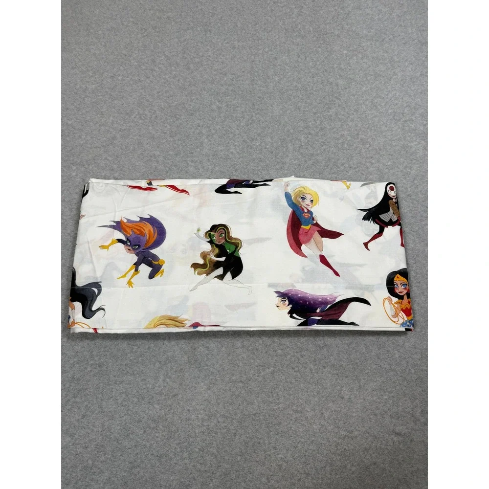 Pottery Barn Kids DC Super Hero Girls Queen Flat Sheet Organic Cotton 96x 104in
